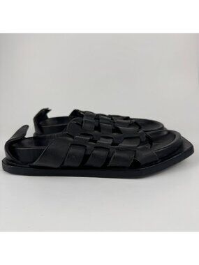 Rick Owens SS 2016 Gladiator Spartan Black Leather Sandals EU 37 Made In Italy